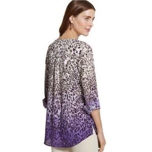 Chico’s Purple Leopard Print Ombre Tunic Blouse Size XL Top